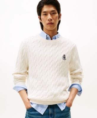 Men's Classic Cable Crest Crewneck Sweater