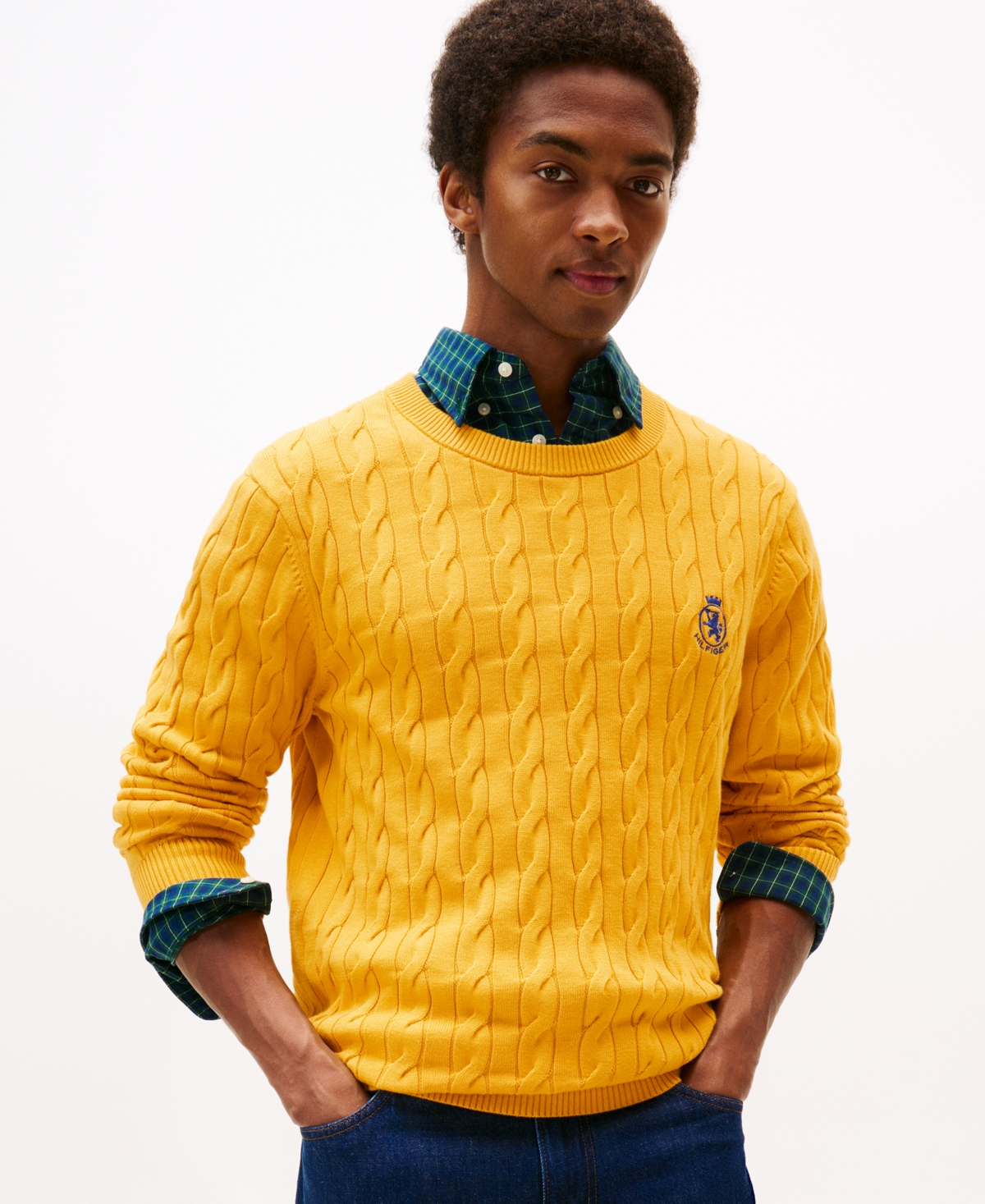 Tommy Hilfiger Men's Classic Cable Crest Crewneck Sweater