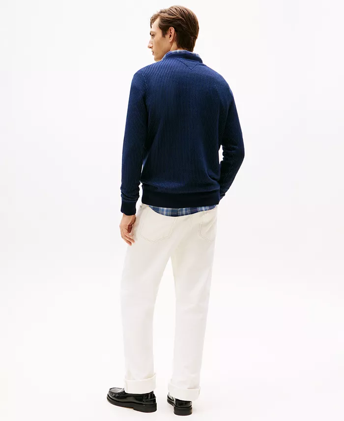 Men's Crewneck Two-Tone Pima Cotton Cashmere Sweater - thumbnail 6