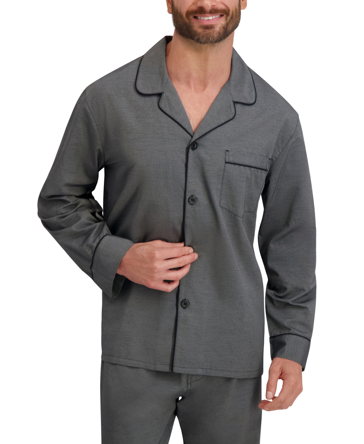 Hanes Men's Woven Button Down Pajama Sleep Set