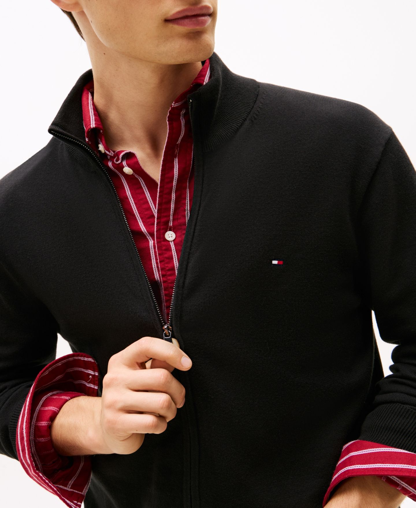 Мужской свитер Tommy Hilfiger Essential Zip-Thru, цвет: Чёрный — фото 3