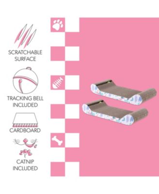 Rini 23.75" Modern Cardboard Lounge Bed Cat Scratcher with Built-In Bell Toys and Catnip