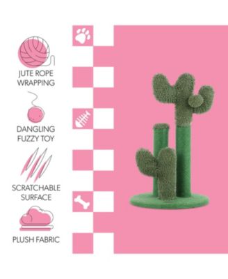 Marfa Modern Jute Triple-Cactus Cat Scratching Post with Fuzzy Toy