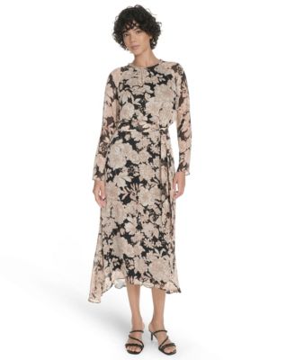 Women's Long Sleeve Tie Waist Dress