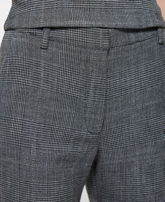 Women's Cropped Slim-Fit Plaid Cigarette Pants