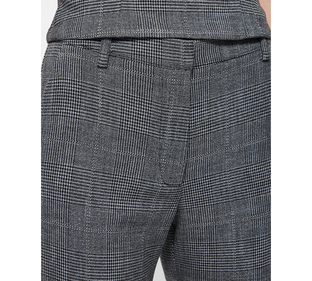 French Connection Glen Plaid Slim Crop Pants In Gray