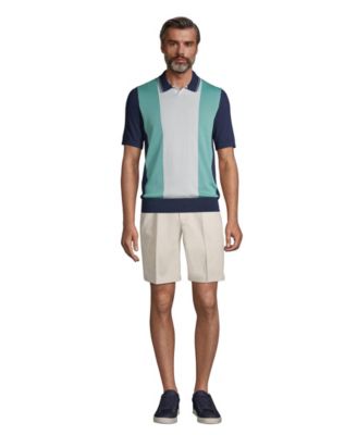 Men's No Iron 9" Comfort Waist Pleated Front Chino Short