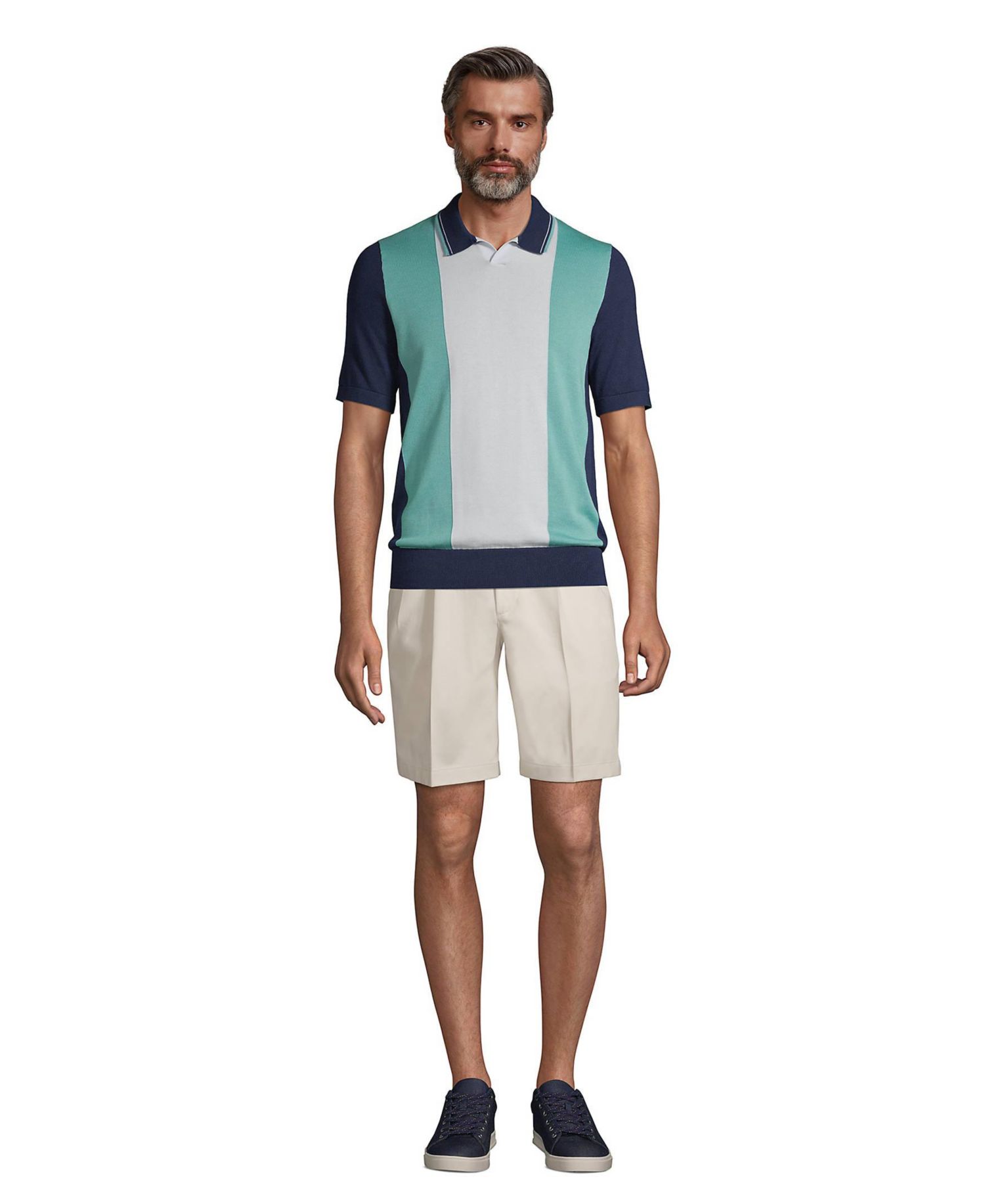 Men's No Iron 9" Comfort Waist Pleated Front Chino Short