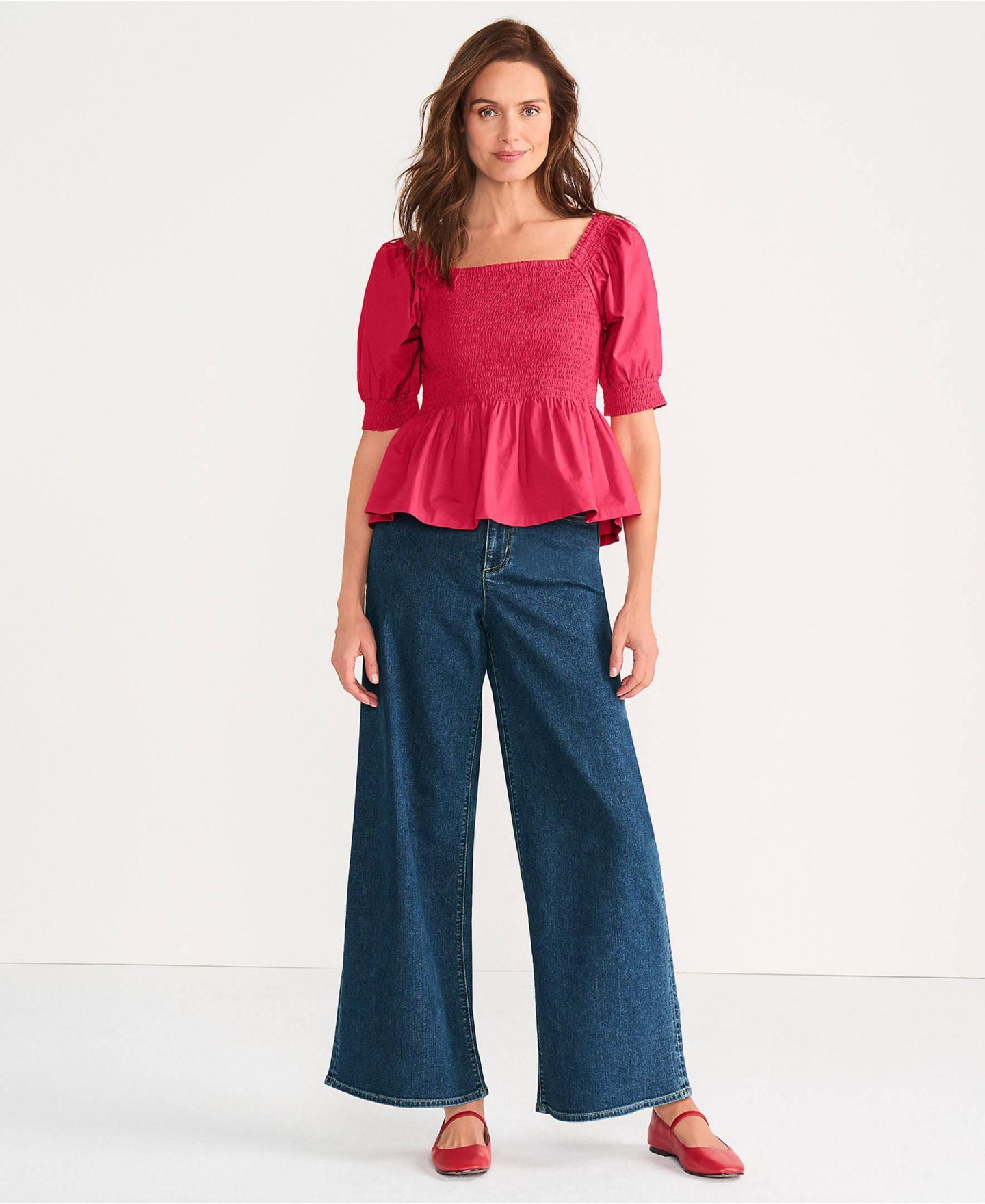 Женские джинсы Lands' End Petite Recover Denim High Rise Extra Wide Leg, цвет: Варёный — фото 3