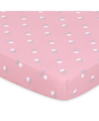 Pack n Play, Mini Crib, Portable Crib or Fitted Playard Sheets for Baby Girl, Pink Roses and Ditsy Floral, 3 Pack Set