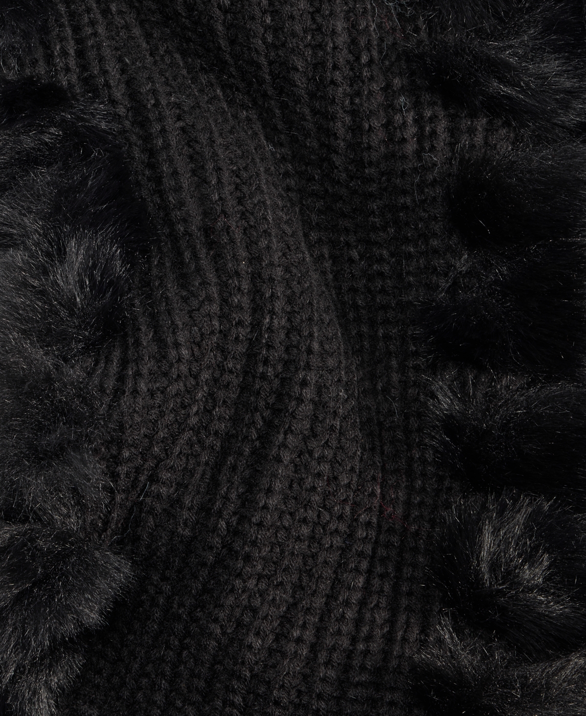Inc International Concepts Knit Muffler With Faux Fur Trim, Macy's Exclusive In Black