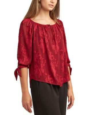 Juniors Lurex Burnout Peasant Top