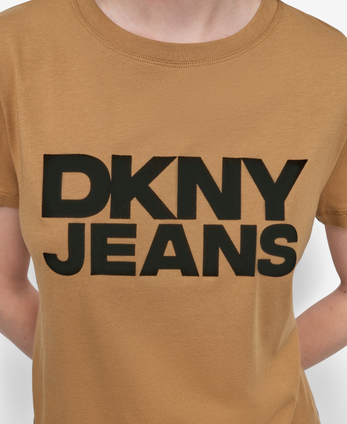 Dkny Jeans Women's Flocked Logo Crewneck T-shirt In Brown