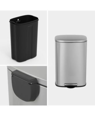 13 Gal./50 Liter Oval Shape Stainless Steel Step-on Trash Can for Kitchen