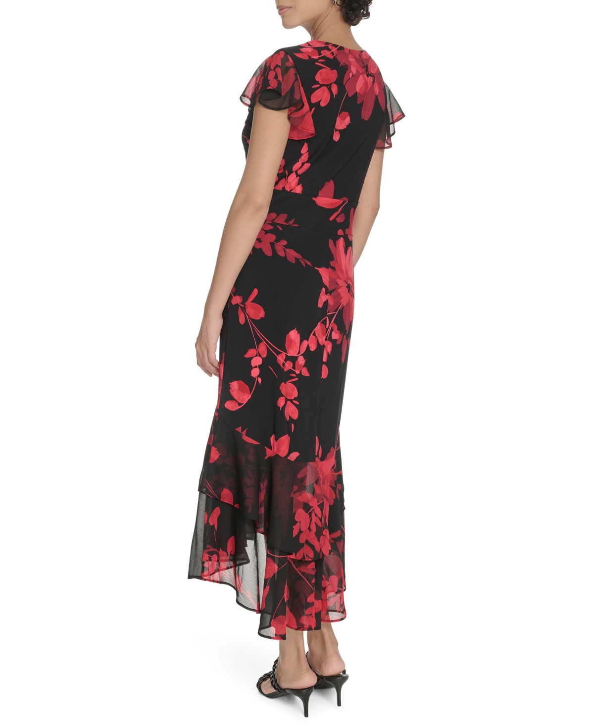 Tommy Hilfiger Chiffon Flutter Sleeve Midi Dress