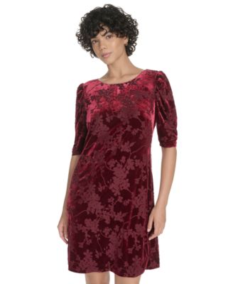 Women's Short Ruched Sleeve Velvet Dress