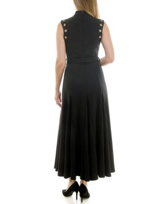 Women's Mock-Neck Grommet A-Line Dress