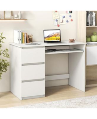 Computer Desk with Power Outlet Keyboard Tray and 3 Large Drawers