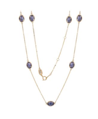 Suzy Levian 14K Gold 1 Cttw Oval Cut Tanzanite Station Necklace