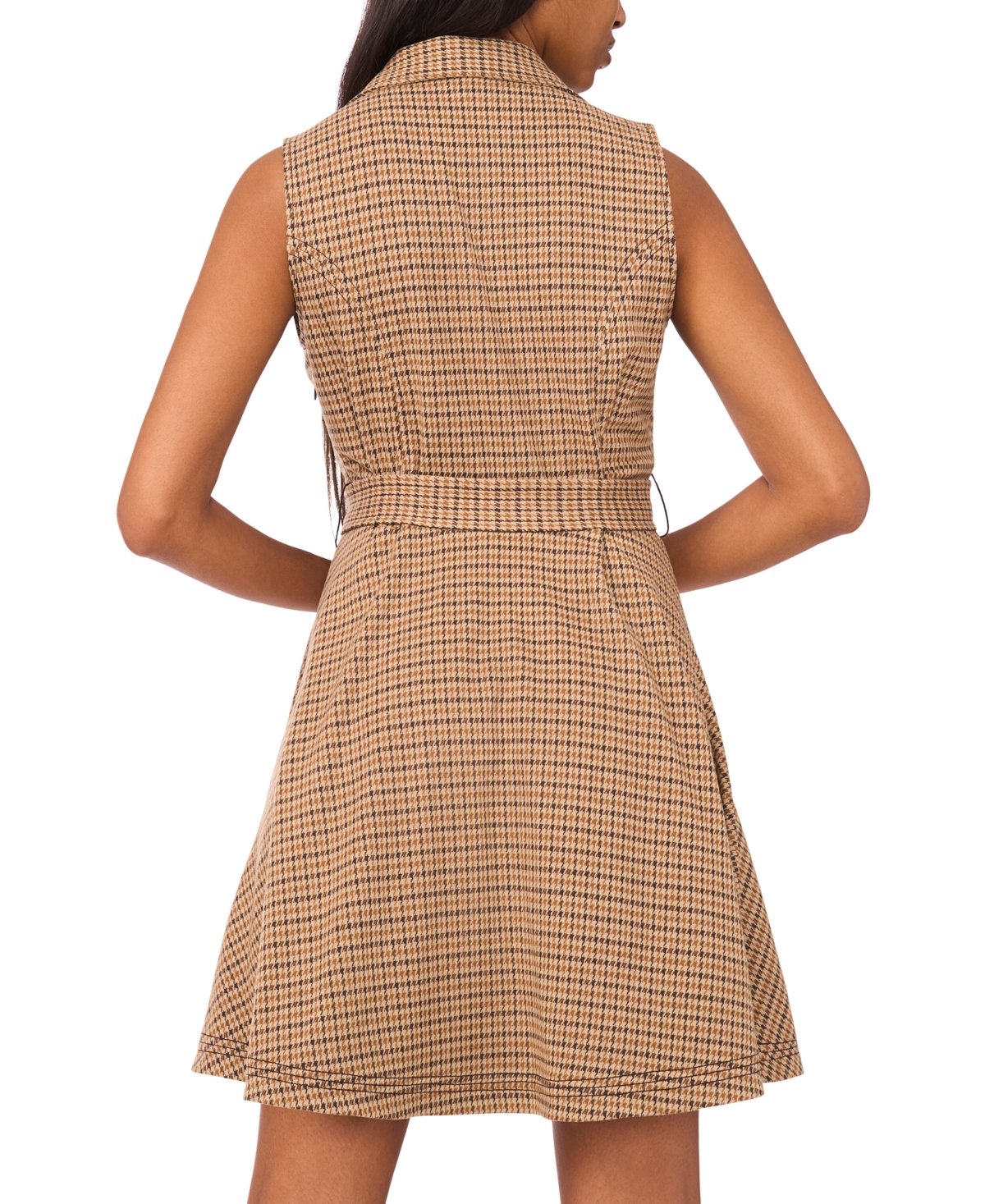 Msk Women's Sleeveless V-neck Fit & Flare Dress In Brown