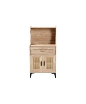 Pavone Mid-Century Modern Oak Brown Wood Kitchen Cabinet