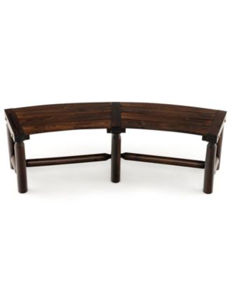 Curved Bench Carbonized Wood Dining Bench for Round Table 710 LBS Max Load Patio