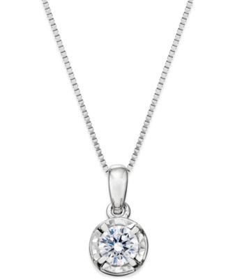 Diamond Round Pendant Necklace (1/4 ct. t.w.) in 14k White Gold - Macy's