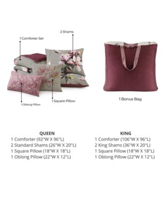 Purple Lilies Bedding 5 Piece King Size Reversible Comforter Set