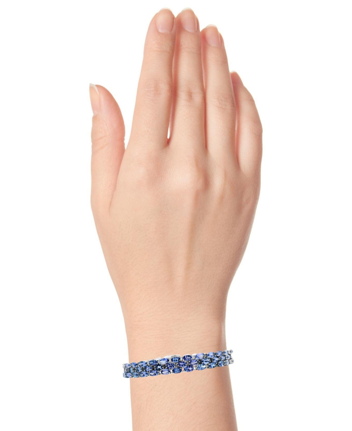 Macy's Tanzanite Oval-cut Triple Row Bracelet (17-3/8 Ct. T.w.) In Sterling Silver (also Available In Perid In Blue