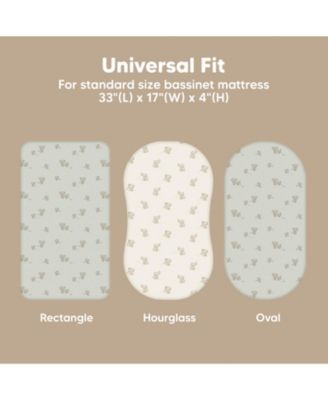 Bassinet Sheet for Baby Girls, Boys, 2-Pack Isla Fitted Bassinet Sheets, Bassinet Mattress Sheets