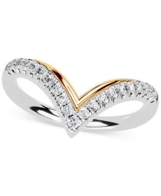 Macy's - Diamond Chevron Ring (1/4 ct. t.w.) in 14k Two-Tone Gold