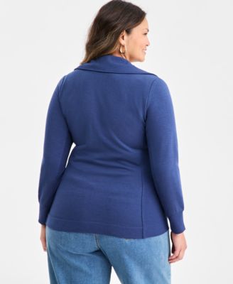 Plus Size Luxsoft Fleece Zip-Front Tunic, Macy's Exclusive