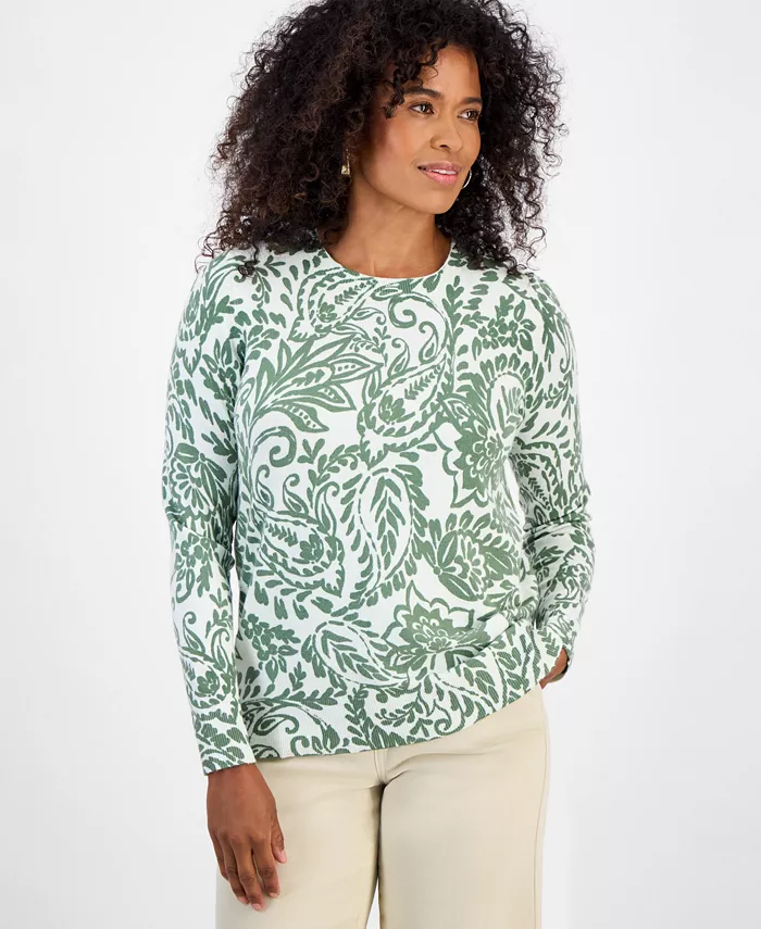 Women's Printed Crewneck Sweater - thumbnail 5