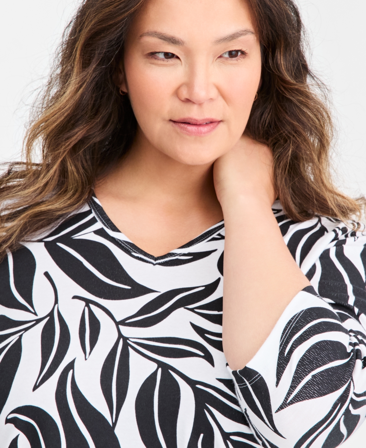 Style & Co Plus V-Neck 3/4-Sleeve Knit Top, Macy's Exclusive