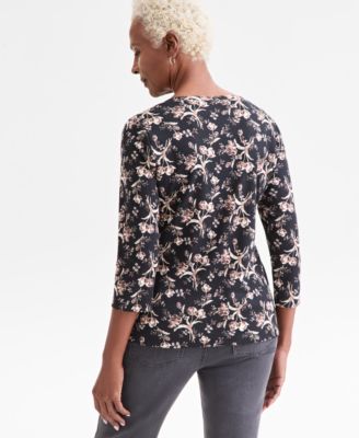 Petite Printed Henley Top, Macy's Exclusive