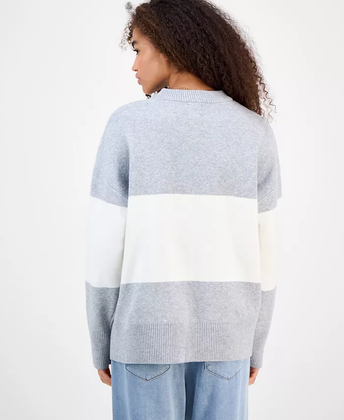 Juniors' Oversized Stripe Long-Sleeve Sweater - thumbnail 8
