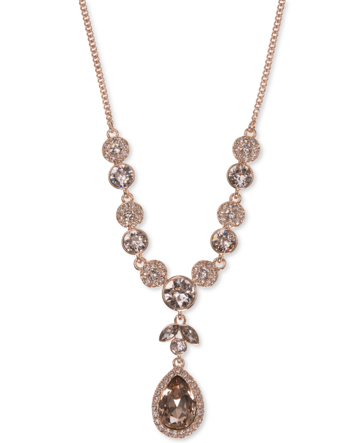 Multi-Crystal Y-Neck Necklace - Rose Gold