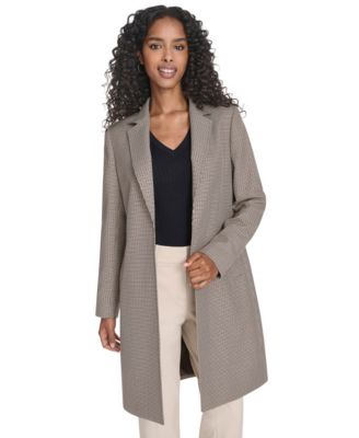 Women's Houndstooth Pattern Topper Long Jacket