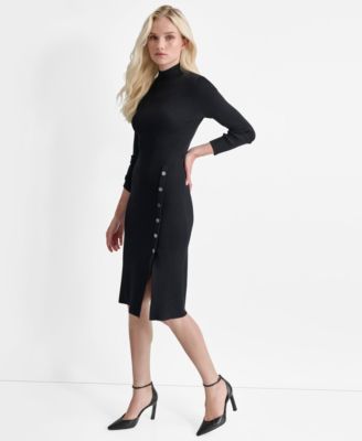 Women's Long Sleeve Mock Neck Midi Sweater Dress
