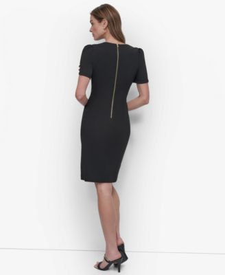 Women's Short Sleeve Scuba Crepe Sheath Knee-length Dress