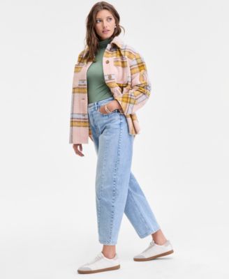 Women's Cropped High-Rise Barrel-Leg Jeans, Macy's Exclusive 