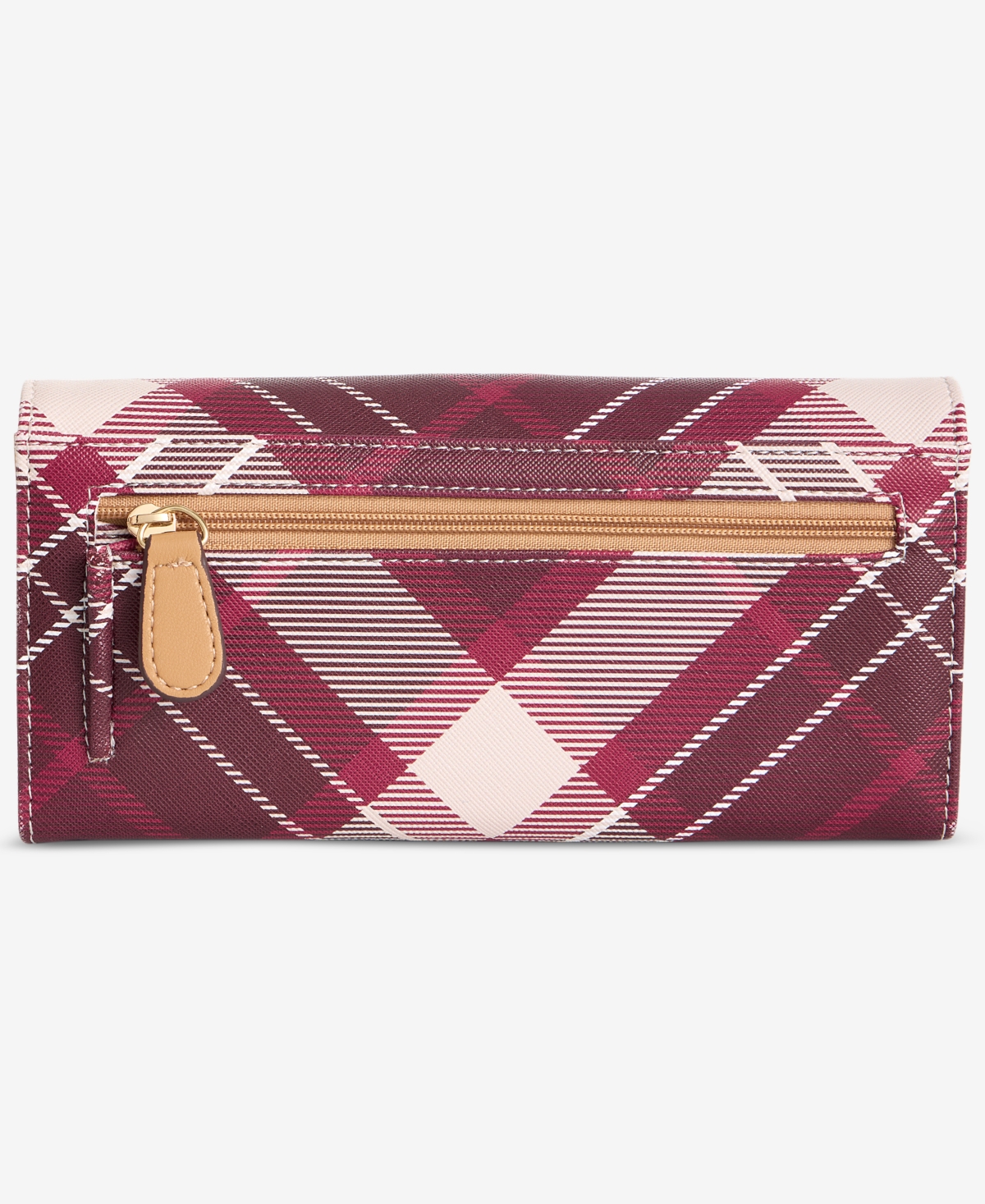 Giani Bernini Plaid Receipt Manager Wallet, Macy's Exclusive In Burgundy