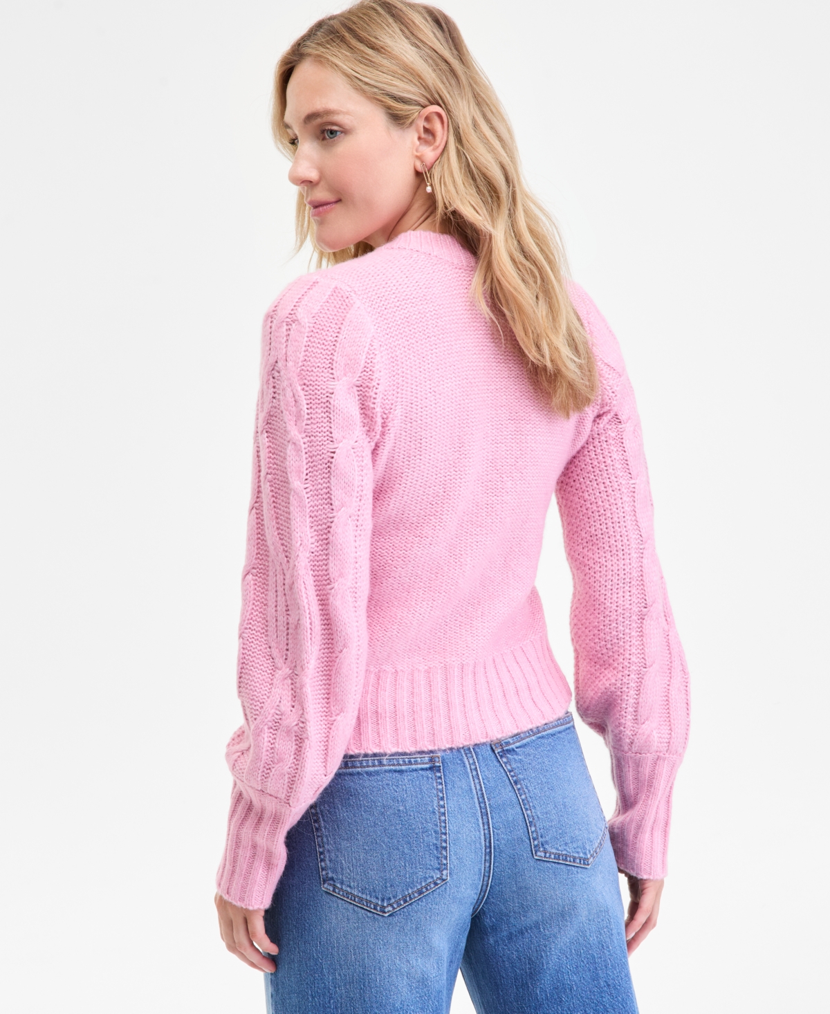 On 34th Women's Chunky Cable-knit Cardigan, Macy's Exclusive In Pink