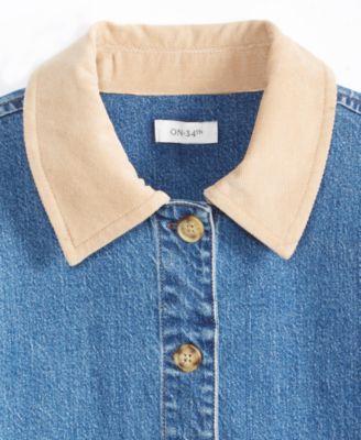 Women's Corduroy Collar Denim Barn Jacket, Macy's Exclusive