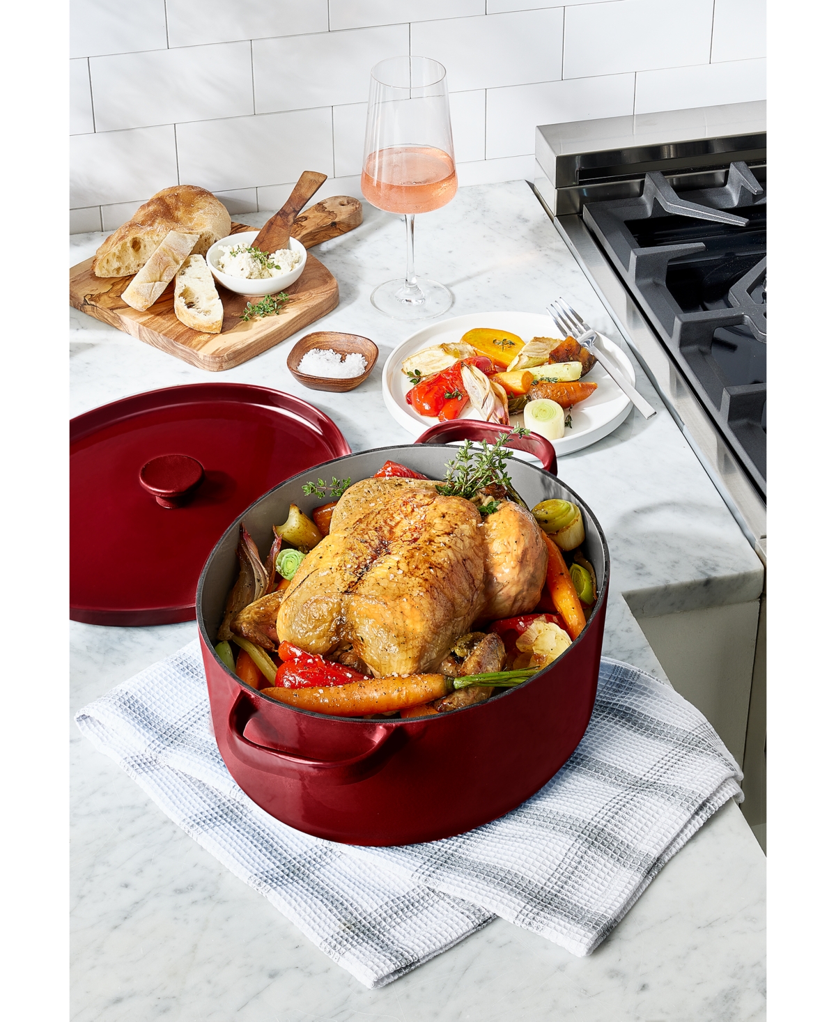 The Cellar Â Enameled Cast Iron 7-qt. Dutch Oven Red, Macy's Exclusive In Transparent