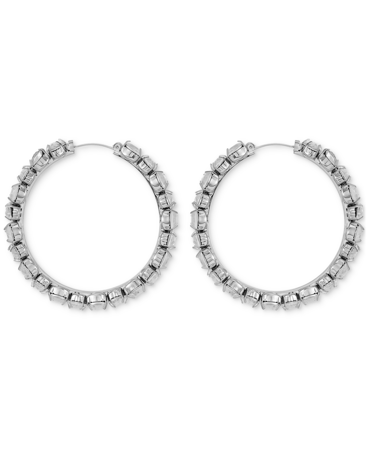 Guess Crystal Pave Large Hoop Earrings In Silver