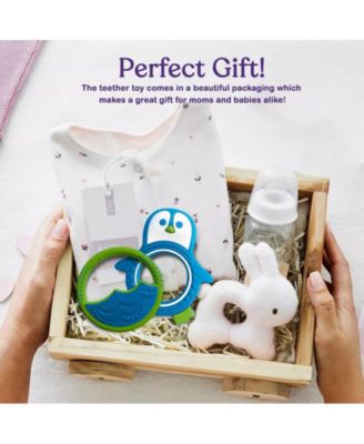 Baby Girls Penguin Teether – Fun and Cute Penguin Soothing Teether – Soft Silicone Teethers with Textured Design for Soothing and Gum Massage – Waterproof Teething Toys 0-6