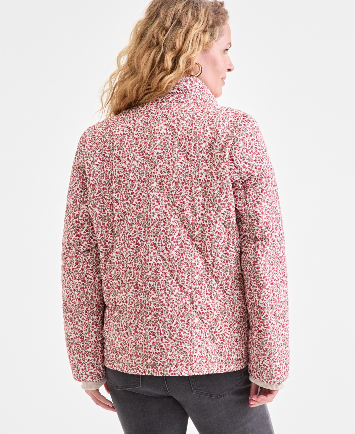 Style & Co Women's Cotton Printed Puffer Jacket, Macy's Exclusive
