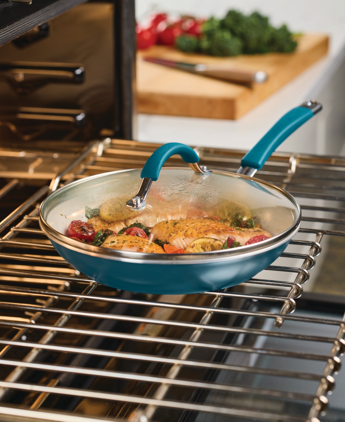 Rachael Ray Cucina Ceramic Nonstick 8-pc. Cookware Set In Blue