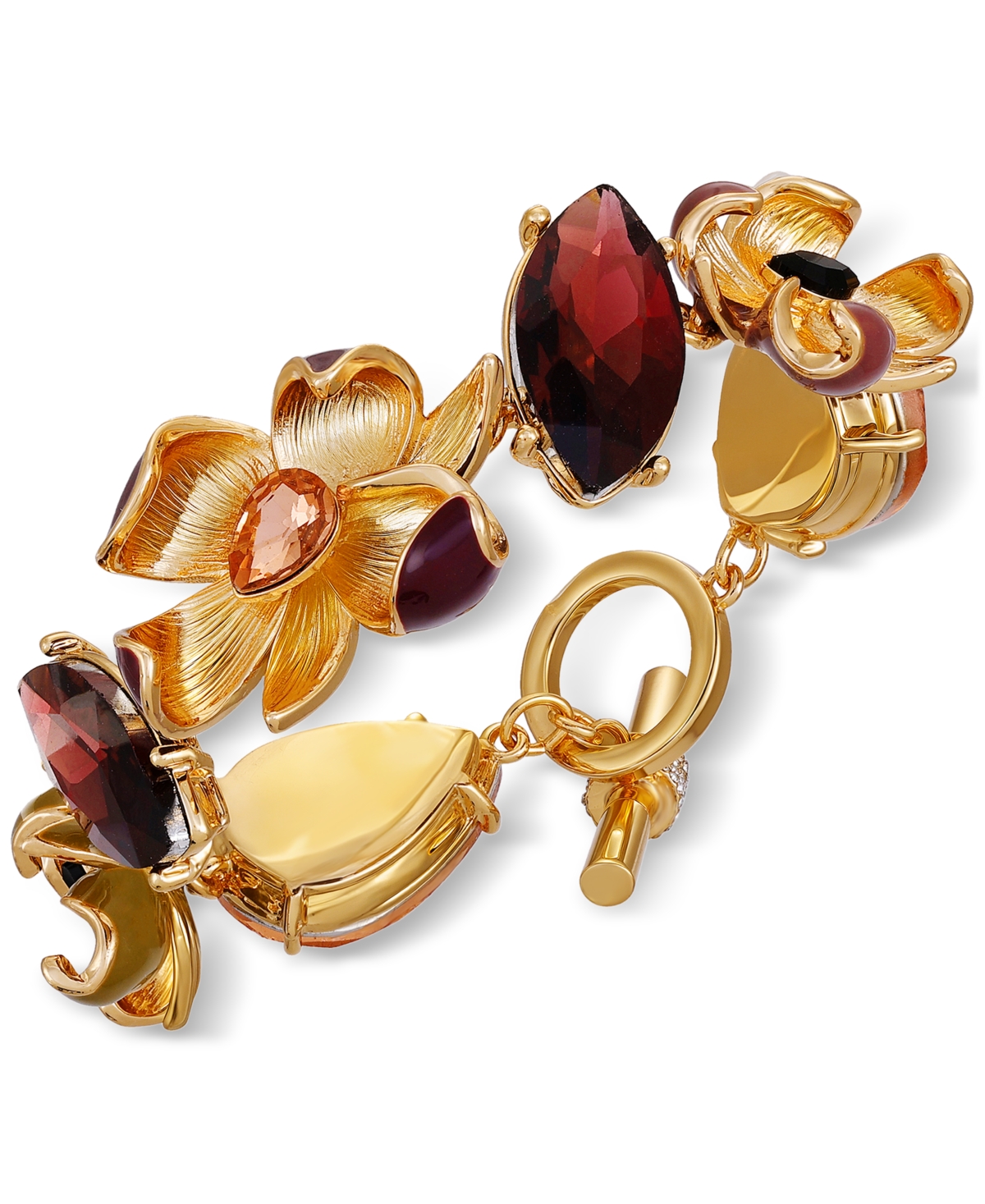 Guess Crystal & Stone Floral Statement Flex Bracelet In Multi